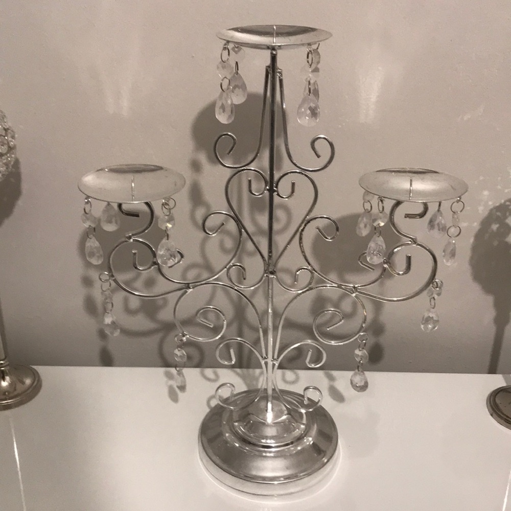 Silver candelabra with crystals